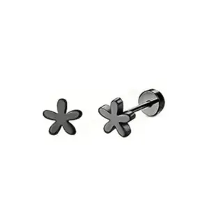 Black / One Size / Flower Stud Earrings