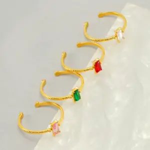 Wholesale PVD Coated 18K Gold Plated Geometric 304 Stainless Steel Elegant Retro Waterproof Non Tarnish Open Rings