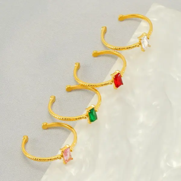 Wholesale PVD Coated 18K Gold Plated Geometric 304 Stainless Steel Elegant Retro Waterproof Non Tarnish Open Rings