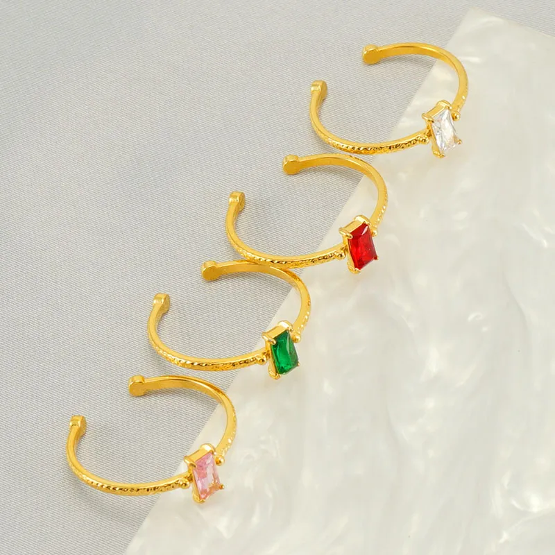 Wholesale PVD Coated 18K Gold Plated Geometric 304 Stainless Steel Elegant Retro Waterproof Non Tarnish Open Rings