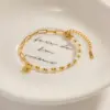 Wholesale 304 Stainless Steel Paper Clip Sun PVD Coated 18K Real Gold Plated Real Gold Plated IG Style Simple Style Waterproof Non Tarnish Beaded Gold Bracelets