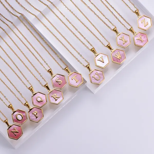 Wholesale PVD Coated 18K Gold Plated Letter 304 Stainless Steel Waterproof Non Tarnish 304 Stainless Steel Pendant Necklace