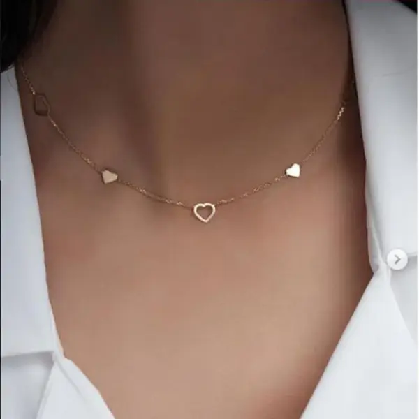 Wholesale Jewelry Simple Style Heart 304 Stainless Steel 18K Gold Plated Plating Necklace