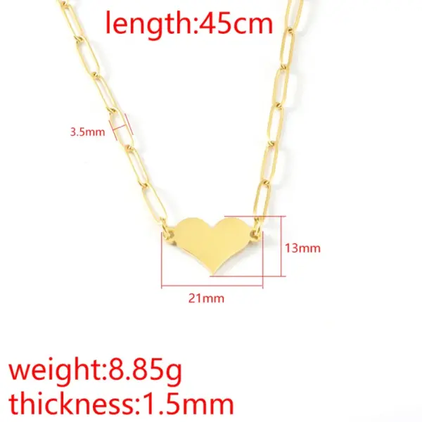 Wholesale PVD Coated Real Gold Plated Customization Laser Engraving Heart Shape 304 Stainless Steel Simple Style Waterproof Non Tarnish Pendant Necklace