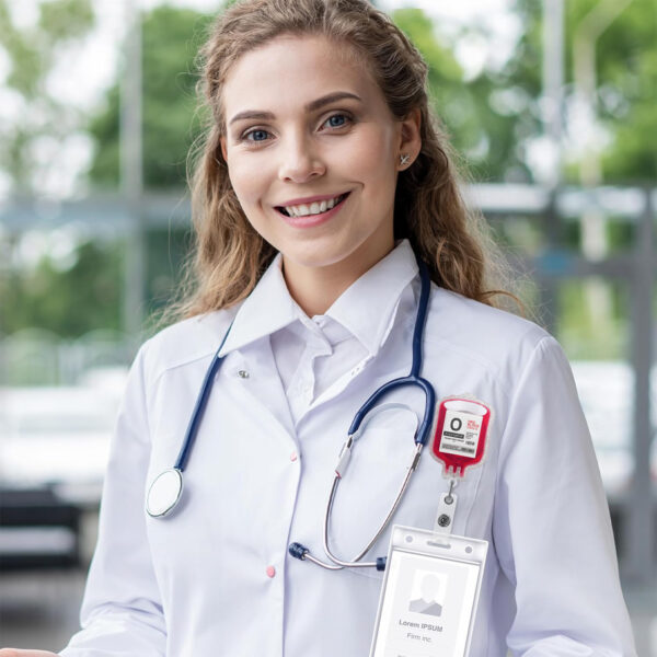 Wholesale New type of blood bag with oil discharge, medical staff acrylic badge scroll, retractable clip pendant, easy-to-pull ID gift