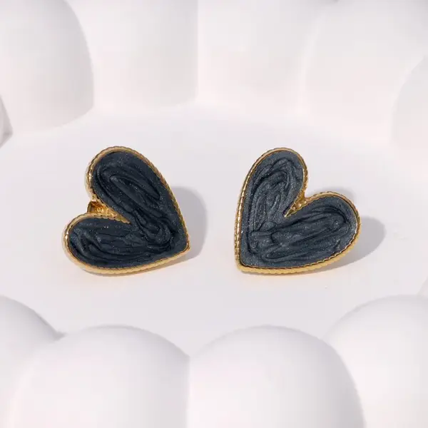 304 Stainless Steel Heart Shape PVD Coated 18K Real Gold Plated 18K Gold Sweet Simple Style Waterproof Non Tarnish Plating Ear Studs