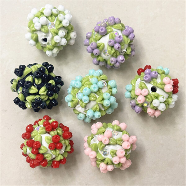 Wholesale Kindergarten Cross-Border Cartoon Colorfulful Small Flowers Straight Hole Beads DIY Beaded Pen Mobile Phone Chain Keychain Car Hanging and Other Accessories