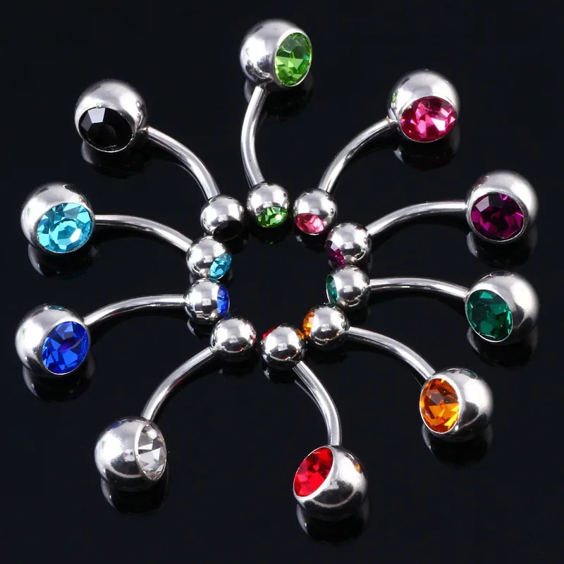 Wholesale 1 Piece Belly Rings Fashion Geometric Stainless Steel Inlay Zircon