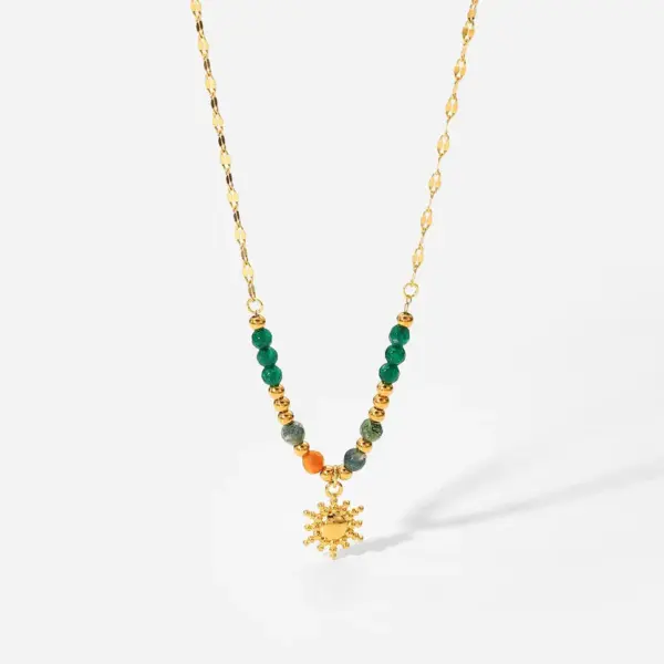 Wholesale Jewelry Fashion Geometric Stainless Steel PVD Coated Plating Pendant Necklace