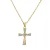 Wholesale Ig Style Simple Style Cross Copper Plating Inlay Zircon Gold Plated Pendant Necklace