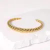Wholesale PVD Coated Real Gold Plated 18K Gold Solid Color 304 Stainless Steel Roman Style Streetwear Waterproof Non Tarnish Cuff Bracelets