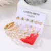 Wholesale Women's Fashion Geometric Alloy Artificial Gemstones Earrings Pearl Plating Metal Drop Earrings