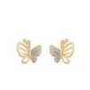 1 Pair Lady Butterfly Plating Inlay Copper Zircon Ear Studs