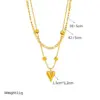 PVD Coated 18K Gold Plated Heart Shape 304 Stainless Steel Korean Style Waterproof Non Tarnish 304 Stainless Steel Layered Necklaces