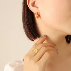 F602-gold Zircon Earrings