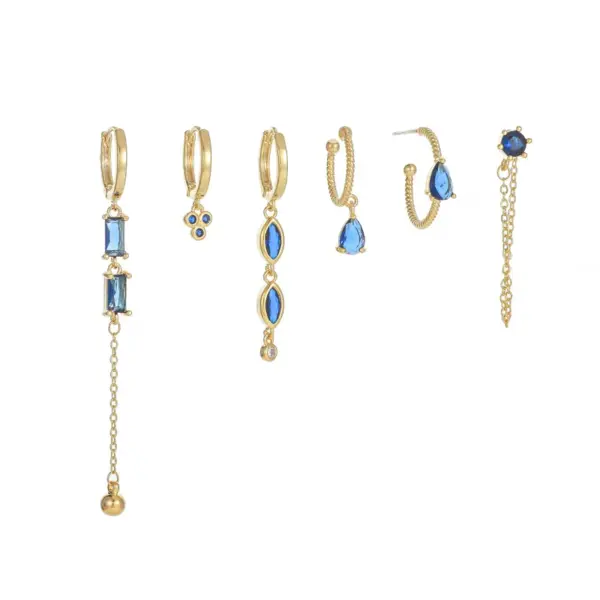 Wholesale 1 Set Elegant Simple Style Geometric Tassel Plating Inlay Brass Zircon 18k Gold Plated Drop Earrings