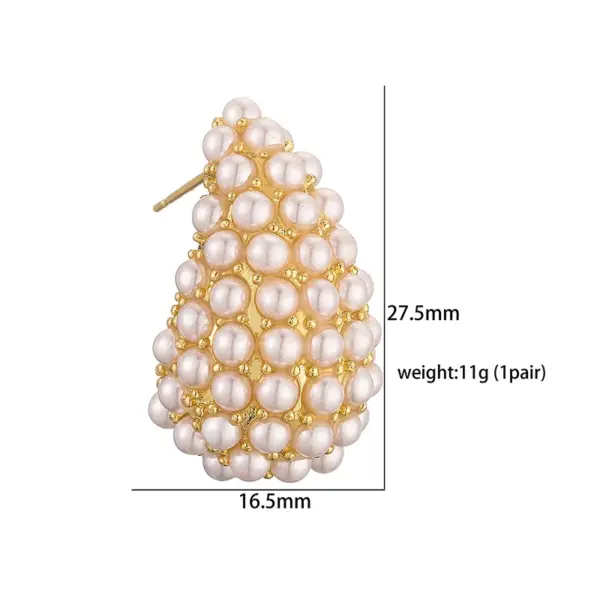 oly-02b8bd1a930a3f8841a807a99bff25d6 Wholesale 1 Pair Casual Elegant Vintage Style C Shape Plating Inlay Copper Artificial Pearls 18k Gold Plated Ear Studs