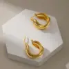 Wholesale 1 Pair Lady Geometric Gold Plated Copper No Inlaid Hoop Earrings