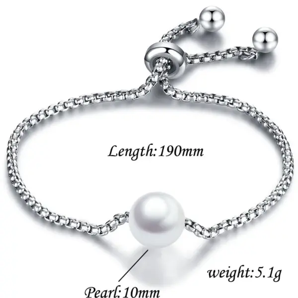 Wholesale New Style Titanium Steel Pearl Adjustable Bracelet