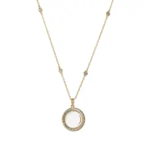 Brick Stone Round Box Necklace - Empty