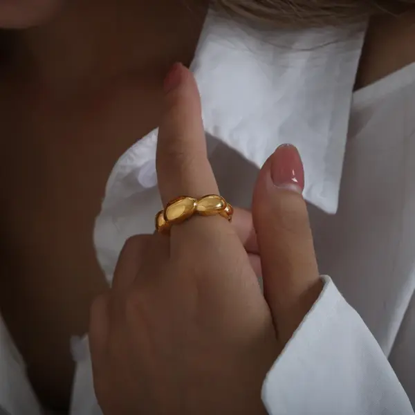 Wholesale 304 Stainless Steel C Shape PVD Coated 18K Gold Plated Real Gold Plated Simple Style Waterproof Non Tarnish Plating Open Rings