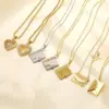 Wholesale Golden Plated 201 Stainless Steel Electroplated Zircon Envelope Heart Shape Cable Chain Pendant Necklace