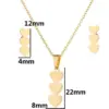 PVD Coated 18K Gold Real Gold Plated Heart Shape 201 Stainless Steel Fashion Waterproof Non Tarnish Earrings Necklace