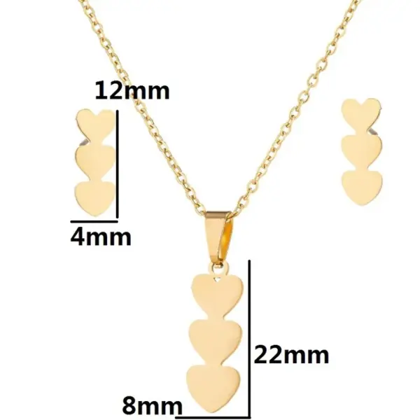 PVD Coated 18K Gold Real Gold Plated Heart Shape 201 Stainless Steel Fashion Waterproof Non Tarnish Earrings Necklace