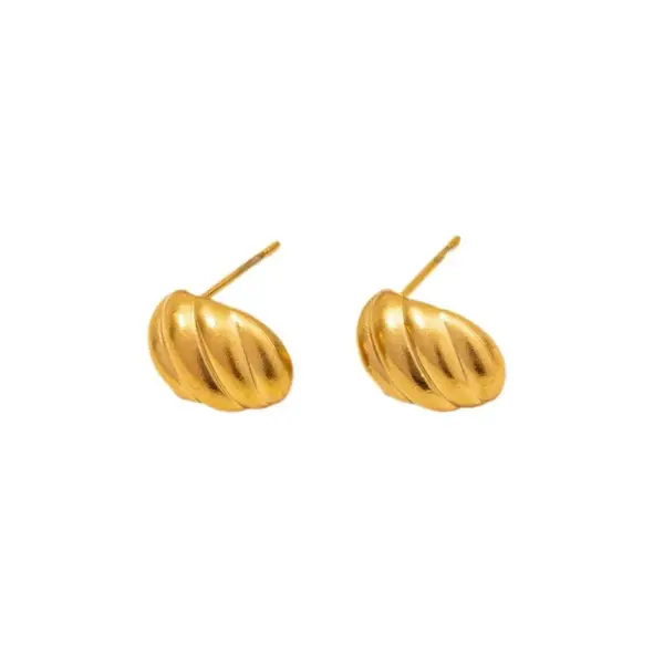Ion Plating (IP) Real Gold Plated 18K C Shape Solid Color Twist 304 Stainless Steel Basic Modern Style Classic Waterproof Non Tarnish Ear Studs