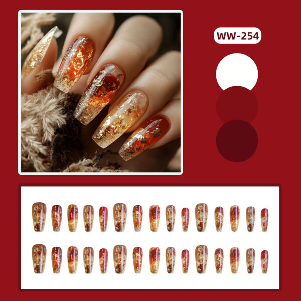 Wholesale Red gradient gold glitter wear nail plate
