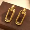 18K Gold Plated 304 Stainless Steel Furnace Vacuum Electroplating Modern Minimalist Double Circle Earrings