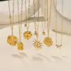 Wholesale PVD Coated Real Gold Plated Sun Flower Bow Knot 304 Stainless Steel IG Style Waterproof Non Tarnish 304 Stainless Steel Lobster Trigger Clasp Closure Pendant Necklace