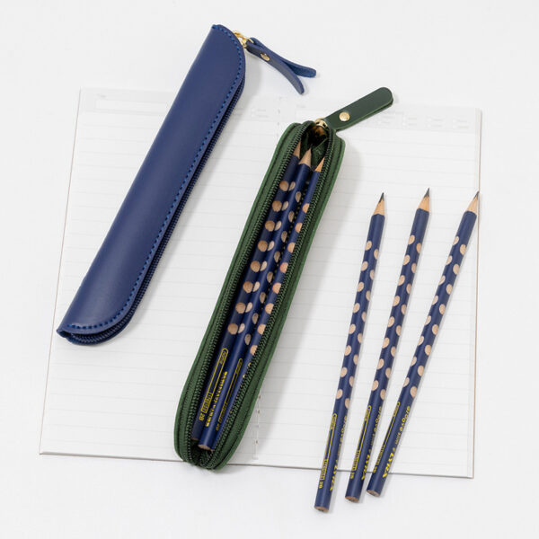 Wholesale Solid color leather pencil case leather zipper stationery bag