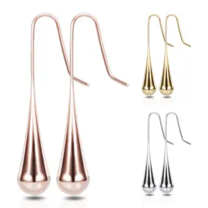 Wholesale 1 Pair Elegant Water Droplets Titanium Steel Plating Drop Earrings