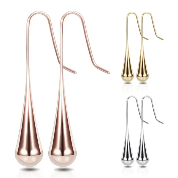 Wholesale 1 Pair Elegant Water Droplets Titanium Steel Plating Drop Earrings