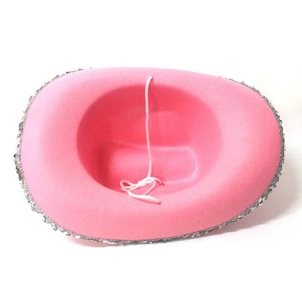 Wholesale Feather-edged letter cowboy hat sequins pink factory spot western cowboy hat pink crown cowboy hat
