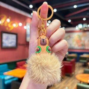 Brown fur ball [green vest] / 8.6*5.5cm