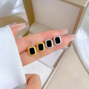 Wholesale Electroplating Golden Plated Geometric Titanium Steel Titanium Steel Ear Studs