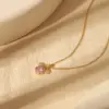 304 Stainless Steel Copper 18K Gold Plated Cartoon Zircon Necklace
