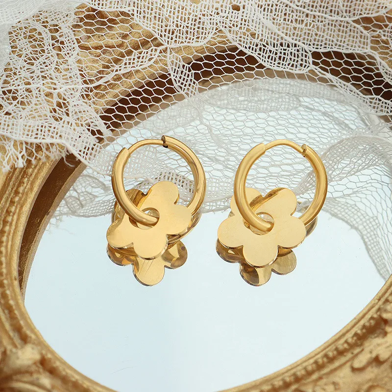 Wholesale PVD Coated Real Gold Plated 18K Gold Geometric 304 Stainless Steel Fashion Waterproof Non Tarnish Earrings