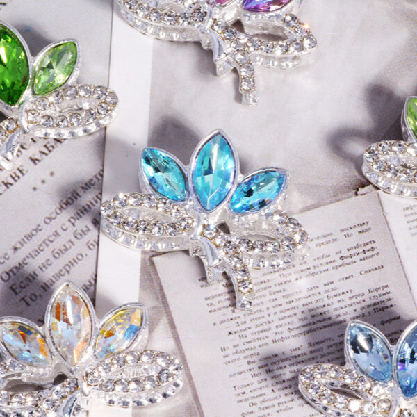 Wholesale Double-sided alloy rhinestone lotus straight hole loose beads beaded DIY mobile phone chain key chain bag chain jewelry accessories