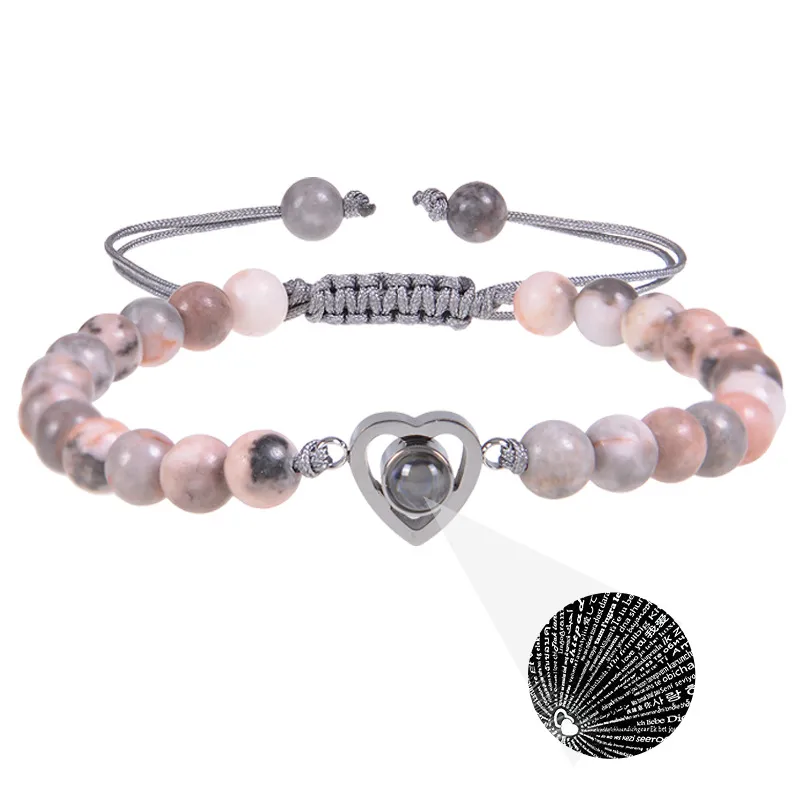 Wholesale Romantic Heart Shape Natural Stone Handmade awstring Bracelets