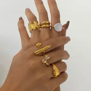 PVD Coated Real Gold Plated Geometric 304 Stainless Steel Vintage Style French Style Waterproof Non Tarnish Open Rings Rings