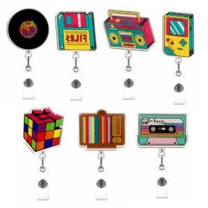 Wholesale Retro-style acrylic name tag with telescopic buckle