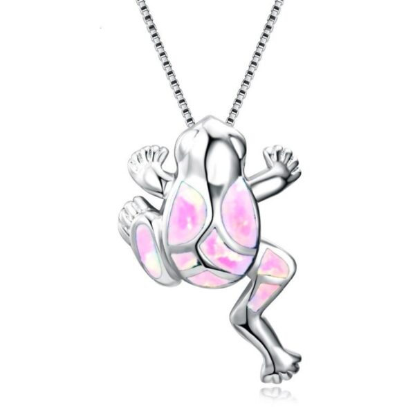 oly-02fb41bbc81f4a7e33a2d1f062013605 Wholesale Yansheng European and American New Frog Aobao Pendant Necklace Cute Exquisite Blue Opal Jewelry Cross-Border