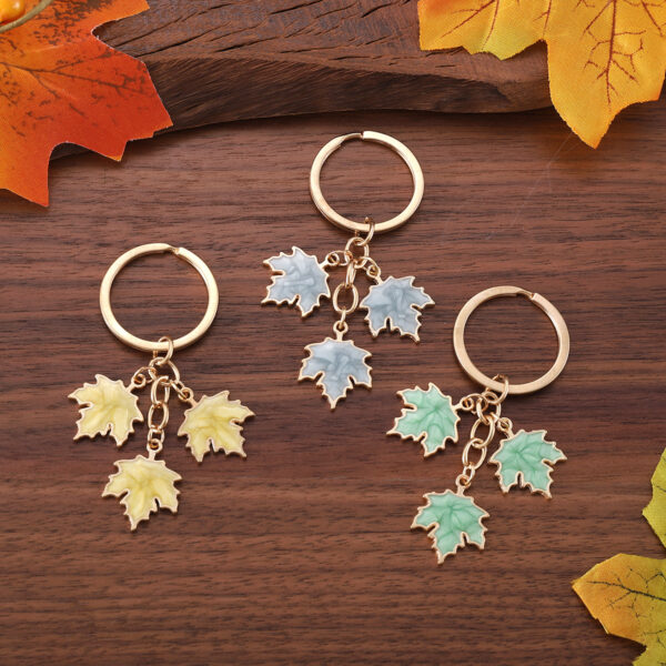 oly-02fbb387334bcbd81a777df24d2a2514 Wholesale Fall Thanksgiving Colorful Maple Leaf Oil Droplet Keychain