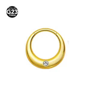 Crescent Moon with Diamond in the Center Gold (Titanium) / 1.2x10mm