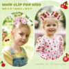 Wholesale Pink Plaid Cherry Print Bow Hairpin