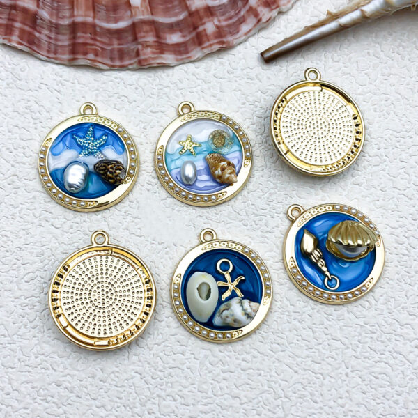 Wholesale Oil Painting Ocean Starfish Alloy Oil Dropping DIY Jewelry Accessories French Retro Light Luxury Enamel Earrings Necklace Pendant
