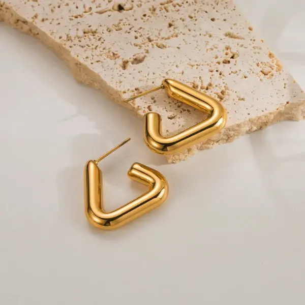 1 Pair IG Style Classic Style Solid Color Plating 304 Stainless Steel 14K Gold Plated Stainless Steel Earrings